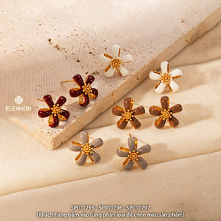 Bông tai nữ chuôi bạc 925 Eleanor Accessories hình hoa viền trơn phụ kiện trang sức khuyên tai 11795