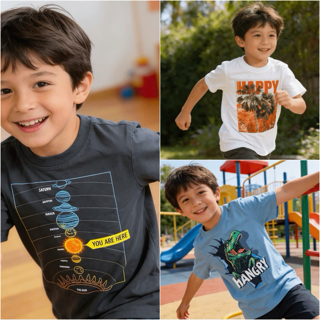 Áo phông bé trai 0352L xuất dư – áo thun trẻ em cotton mềm mát, size 18–32kg