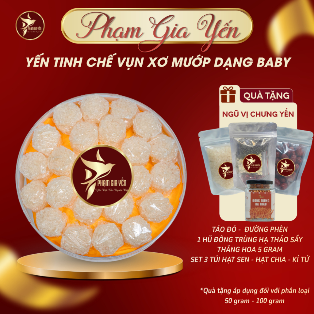Yến Vụn Sấy Tổ Dạng Viên Baby Nguyên Chất 100% - Yến Sào Phạm Gia - Yến Tinh Chế YETC 002