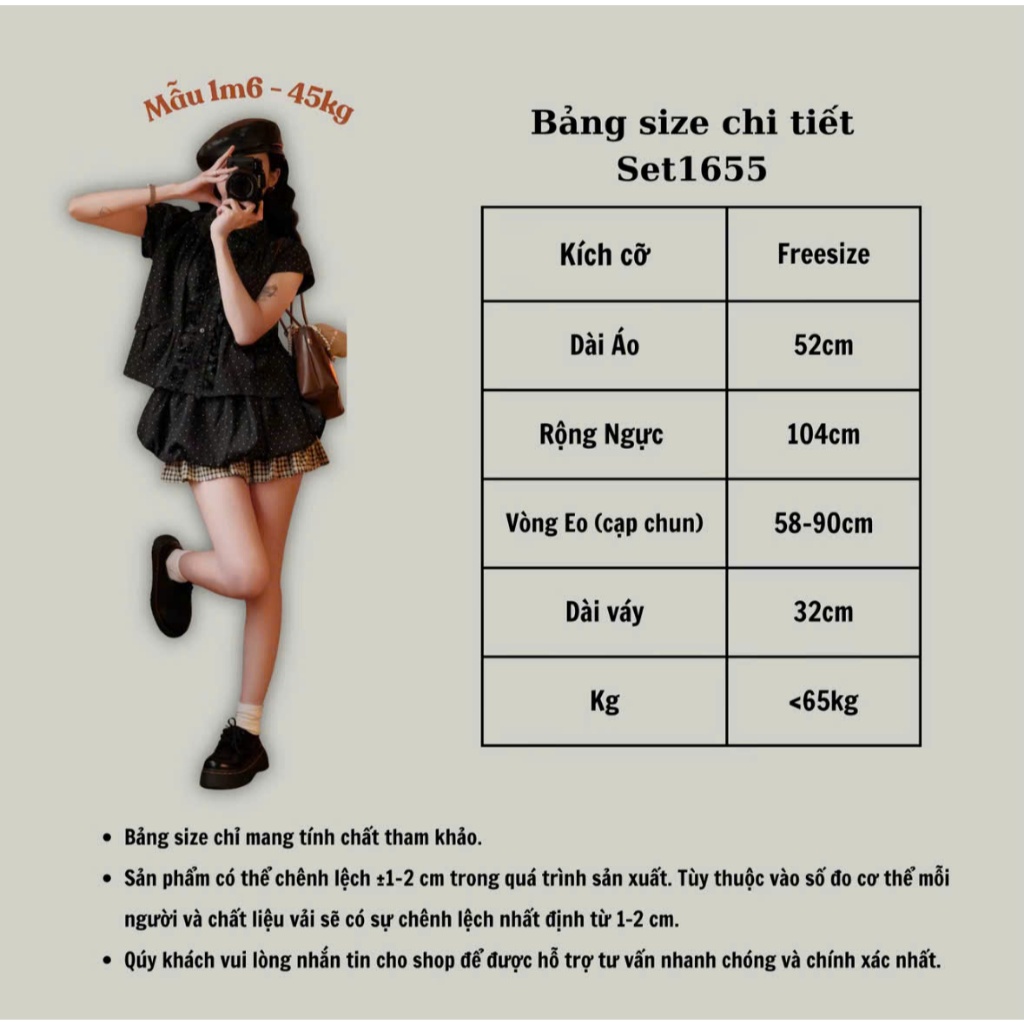 Set Áo Babydoll Chấm Bi Nữ Mix Chân Váy Bí Dáng Xinh, Set Đồ Tiểu Thư Dễ Thương Đi Chơi Đi Dạo Joolate 2050