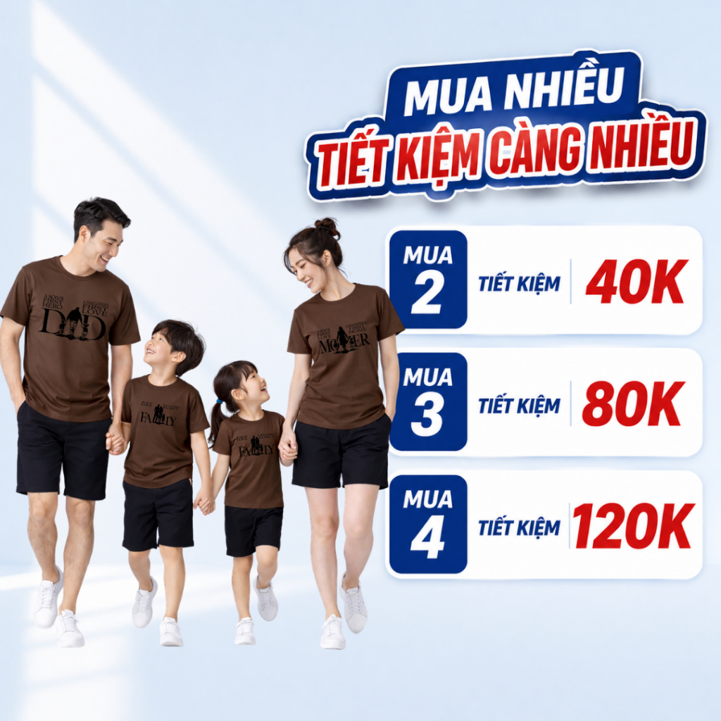 Áo Thun Gia Đình Cotton In Hình Family – Set Áo Gia Đình Đi Chơi, Du Lịch F775 | JJ Kids Fashion