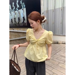 𝗔𝗻𝘁𝗵𝗼 𝗟𝗶𝗻𝗲𝗻 - |LY LINEN| Áo Linen xoắn ngực tay phồng