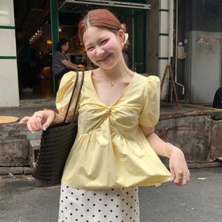 𝗔𝗻𝘁𝗵𝗼 𝗟𝗶𝗻𝗲𝗻 - |LY LINEN| Áo Linen xoắn ngực tay phồng