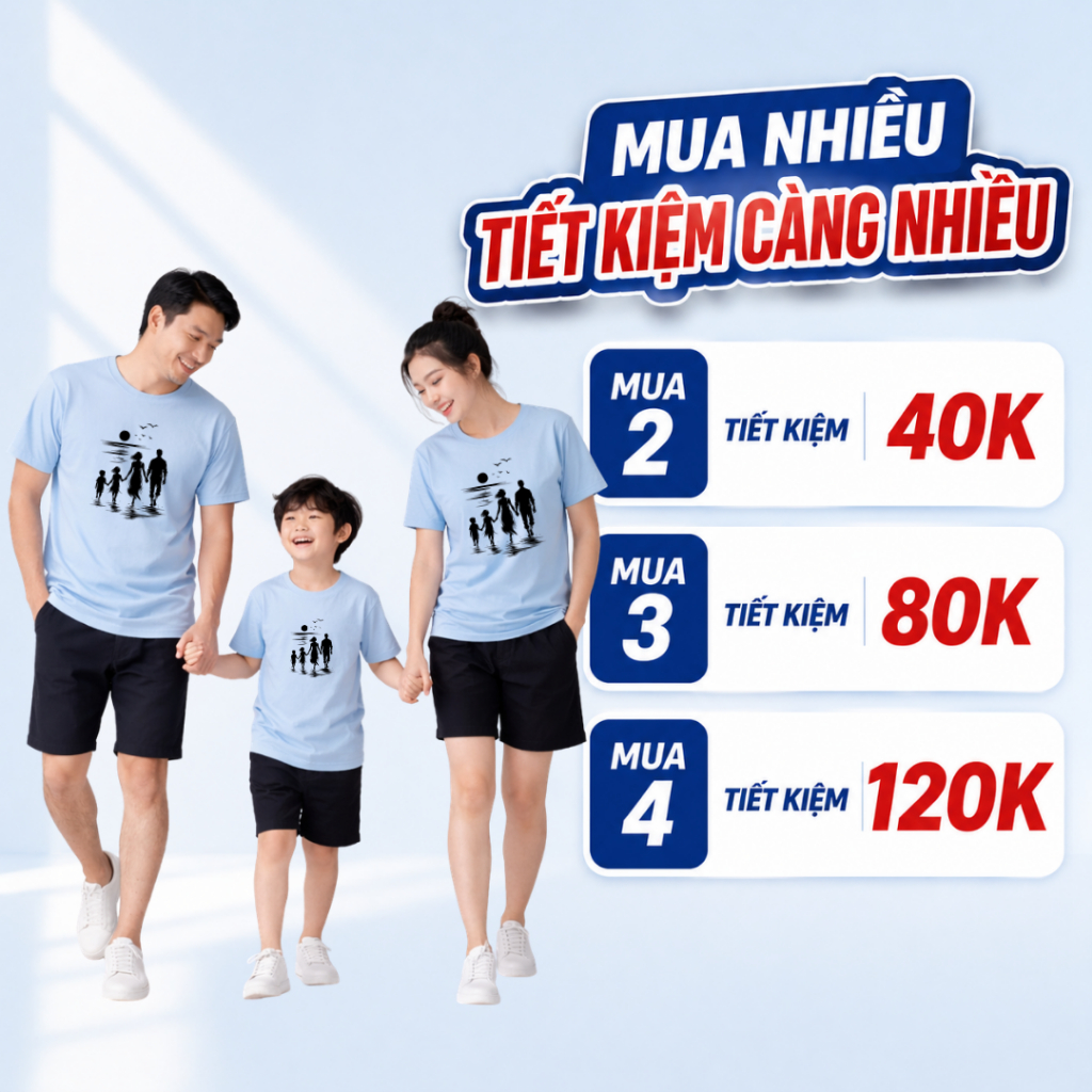 Áo Thun Gia Đình Cotton In Hình Family – Set Áo Gia Đình Đi Chơi, Du Lịch F774 | JJ Kids Fashion