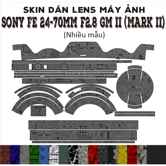 Skin dán Lens Sony FE 24-70mm f2.8 GM II (Mark 2) (Nhiều mẫu) | Decal Film 3M dán bảo vệ ống kính máy ảnh 24-70 mm