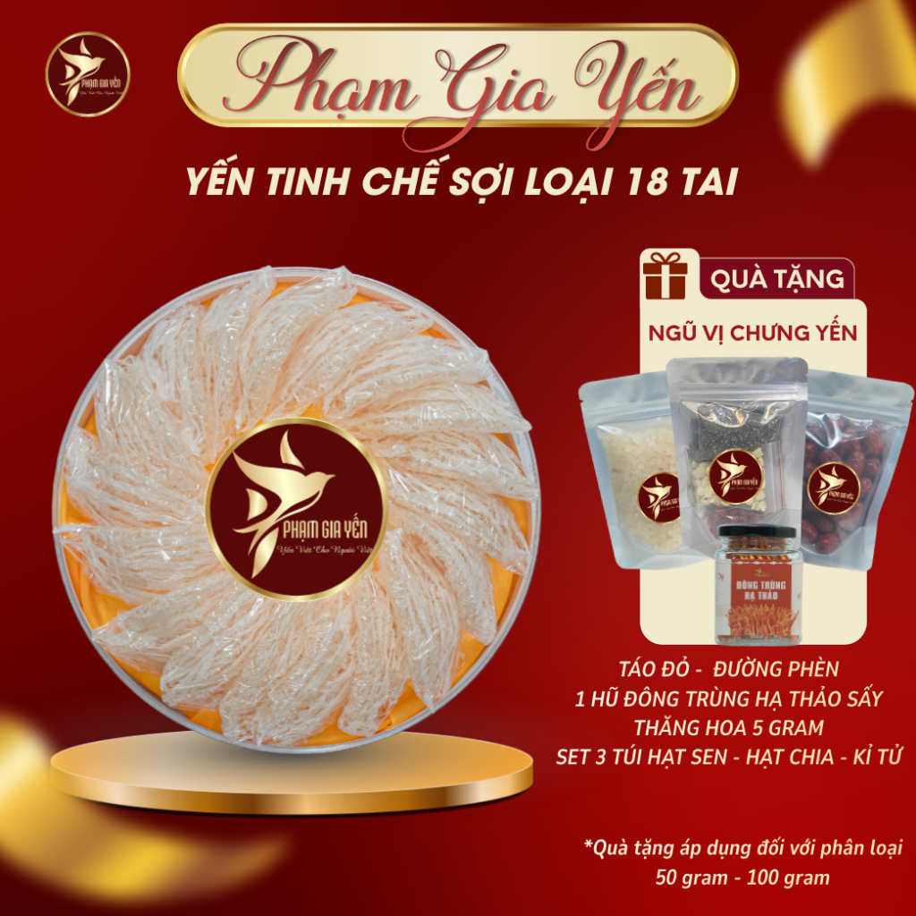 Tổ Yến Tinh Chế Loại 18-20 Tai Nguyên Chất 100% - Không Pha Độn Trộn Tạp Chất  - Yến Sào Phạm Gia - Yến Tinh Chế