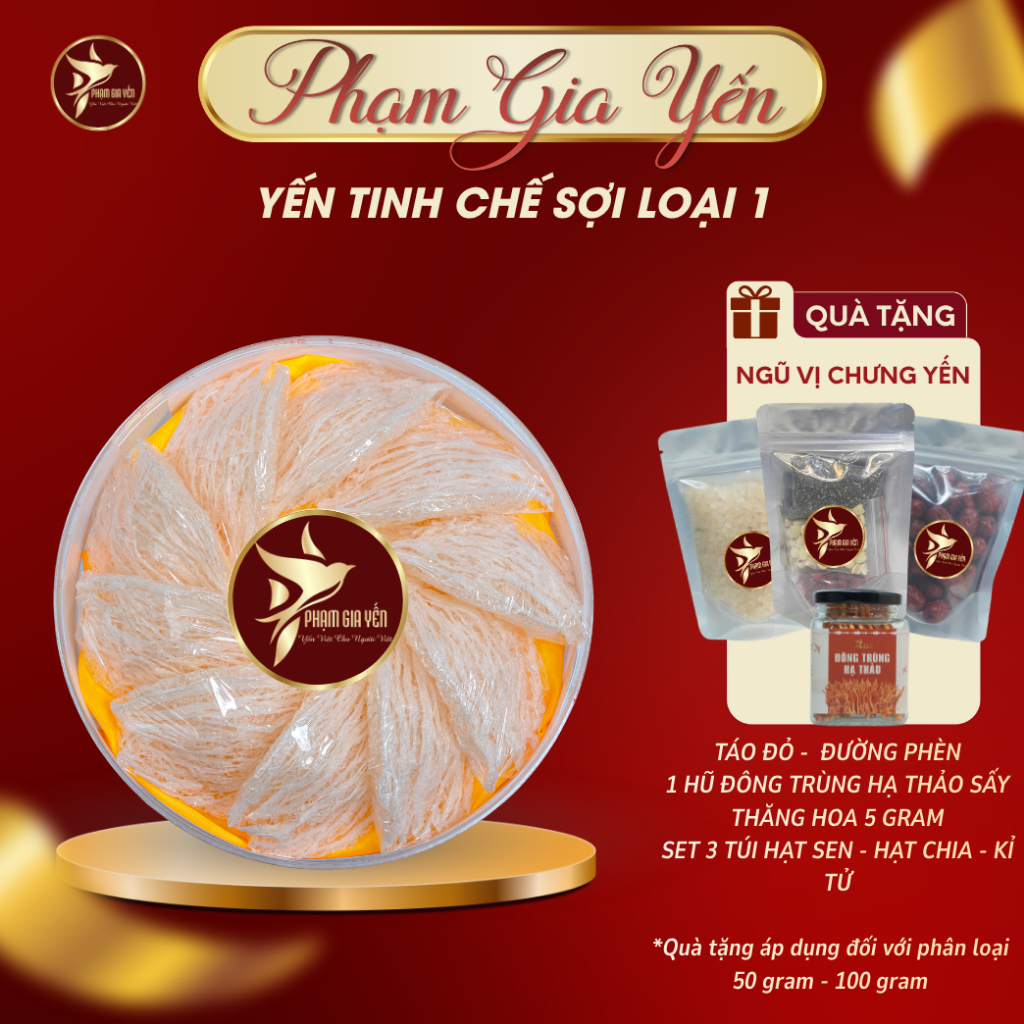 Tổ Yến Tinh Chế Sợi Nguyên Chất 100% - Không Tẩy Trắng , Pha Độn Tạp Chất - Yến Sào Phạm Gia - Yến Tinh Chế