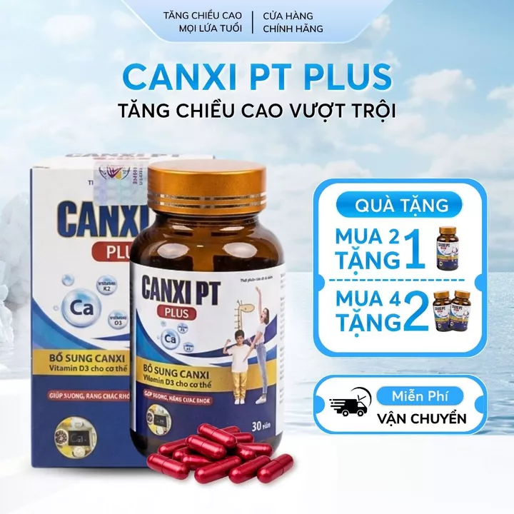 Tăng Chiều Cao Cho Mọi Lứa Tuổi - Viên uống Canxi PT PLUS hộp 30 viên, nguyên liệu nhập khẩu từ Pháp