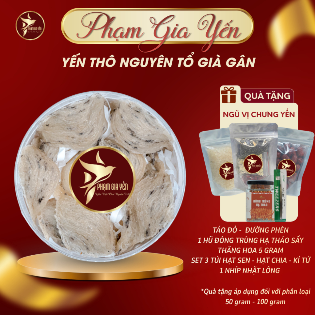 Tổ Yến Thô Già , Nguyên Tổ Từ Nhà Yến Lâu Năm Tặng Kèm Nhíp Nhặt Lông Chuyên Dụng - Yến Sào Phạm Gia  - Tổ Yến Thô