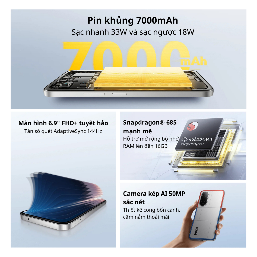 Điện thoại Xiaomi POCO M7 (6GB + 128GB) Pin 7000mAh - Bảo Hành Chính Hãng 18 Tháng | BigBuy360 - bigbuy360.vn