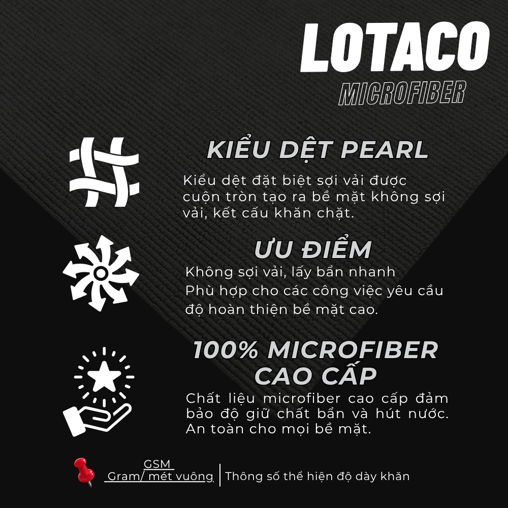 Khăn lau chăm sóc xe đa năng cao cấp PEARL Lotaco( tốt nhất cho ceramic) 40 x40 cm | BigBuy360 - bigbuy360.vn