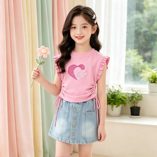 Áo bé gái họa tiết hoa dễ thương, thiết kế rút eo dây rút.Vải mềm thoáng mát,phong cách ngọt ngào,phù hợp bé gái 15-40kg