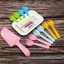 Combo 10 Bộ Set 10c Đĩa, Dĩa, Dao, Nến Ăn Bánh Kem Sinh Nhật Màu Pastel An Toàn DUHA 097