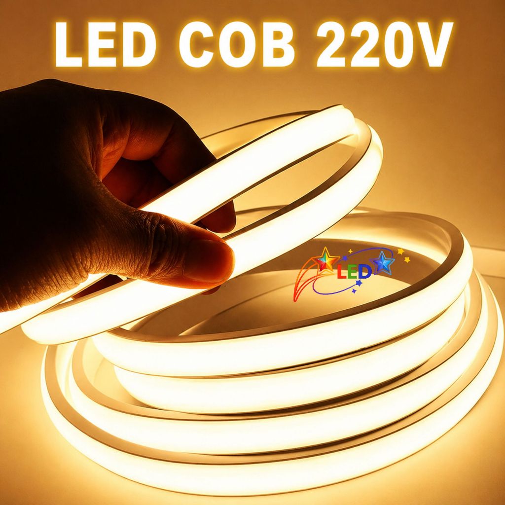 [TẶNG PHÍCH CẮM] Đèn LED Dán COB 220V Bọc Silicon Chống Nước Siêu Sáng Trang Trí Kệ Bắt Trần Decor Phòng