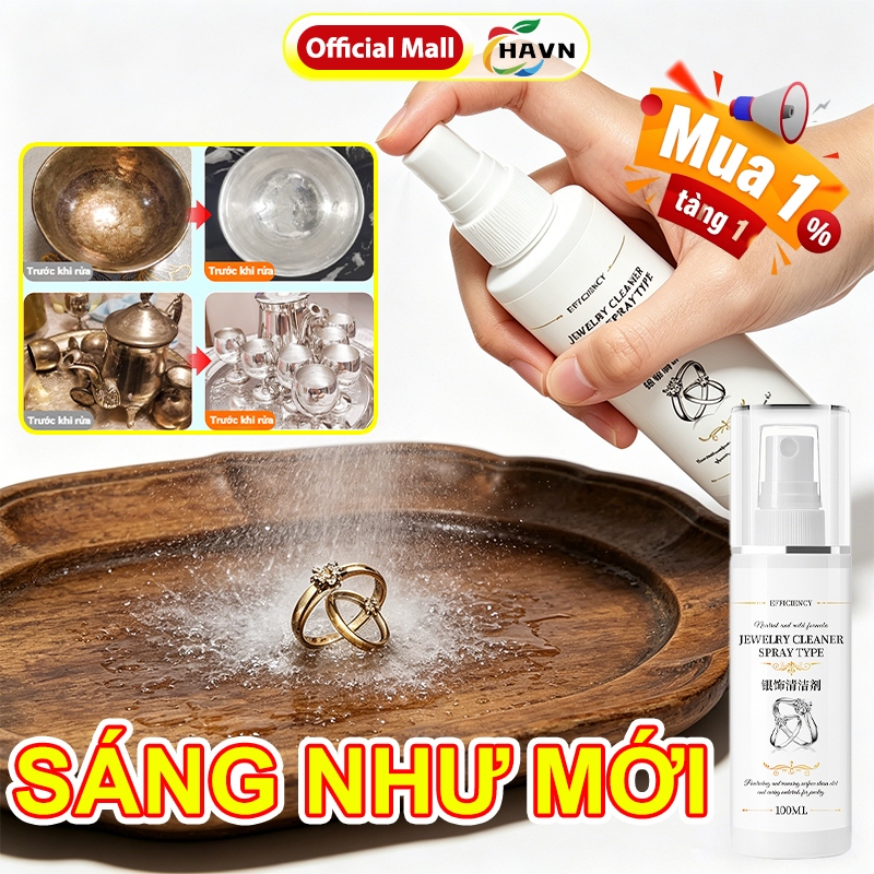 Nước Rửa Trang Sức Bạc, Nước tẩy rửa trang sức vàng bạc chuyên dụng – Loại bỏ dầu mỡ và vết ố,bóng bạc như mới 100ml