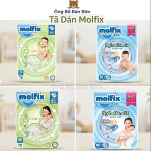 Tã/bỉm dán bé Molfix đủ size S (80) M(76), L(68), XL(60), XXL (54) S (54), [MẪU CẢI TIẾN- MỚI NHẤT]