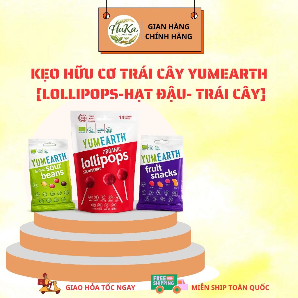 Kẹo Hữu Cơ Trái Cây Yumearth  [Lollipops-Hạt đậu- Trái Cây]