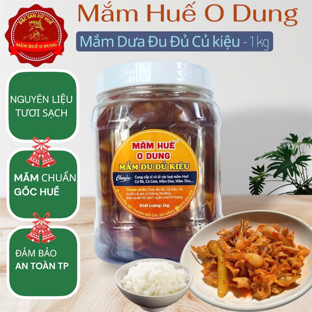 [1kg] Mắm Dưa Đu Đủ Củ Kiệu Đặc Sản Huế Chính Hiệu Ướp Gia Vị Vừa Ăn Chuẩn Vị Huế Mắm Huế O Dung
