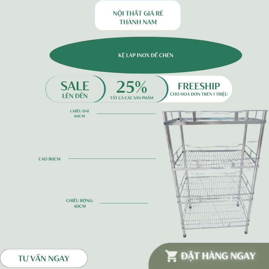kệ inox 304 để chén bát đủ kích thước