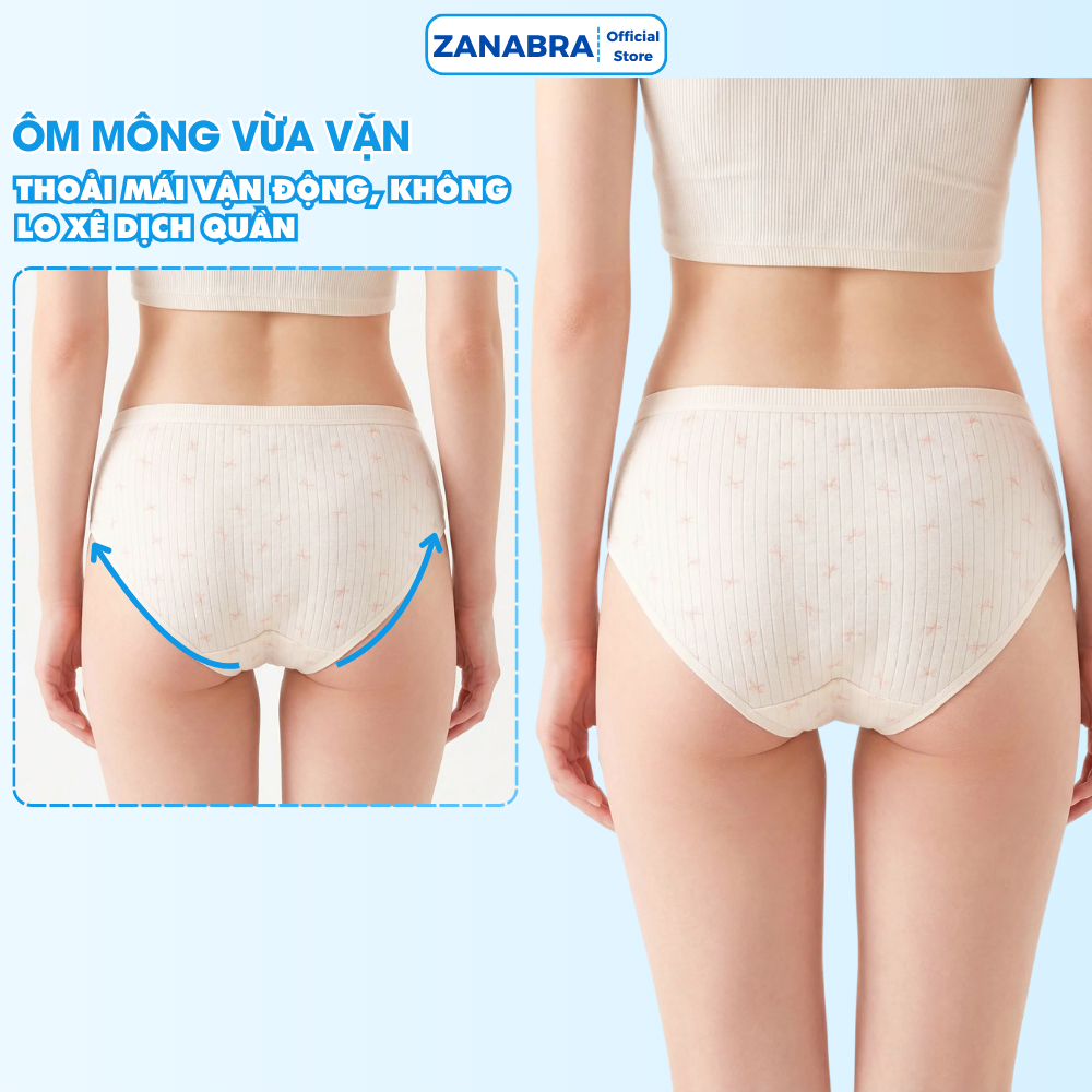 Quần lót nữ cotton cạp vừa đáy may 2 lớp kháng khuẩn, Quần chip nữ Pastel hoạ tiết gấu dễ thương L566