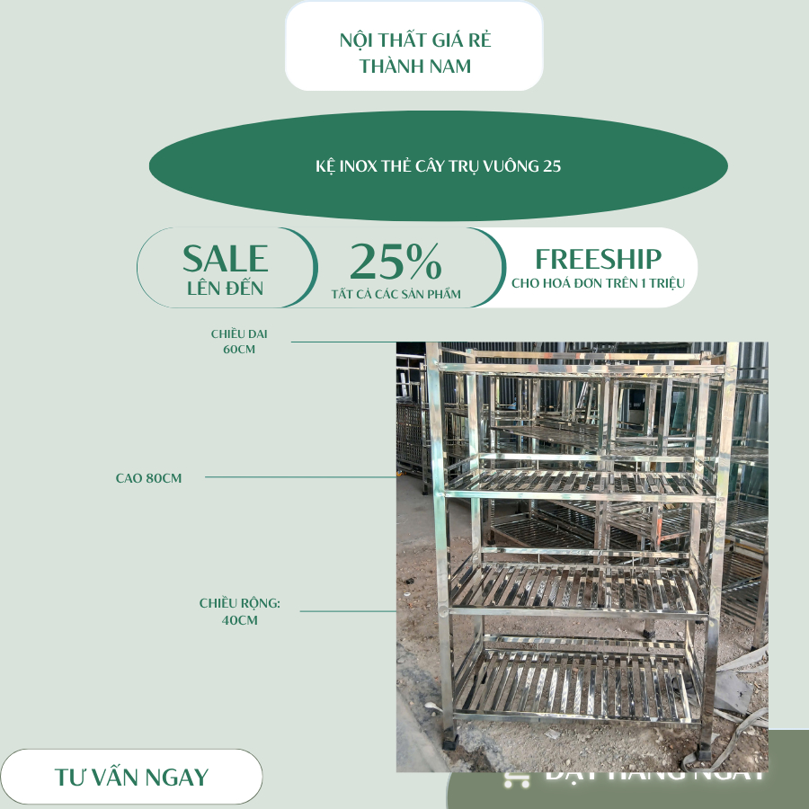 kệ inox thẻ đa năng để chén bát trong nhà bếp