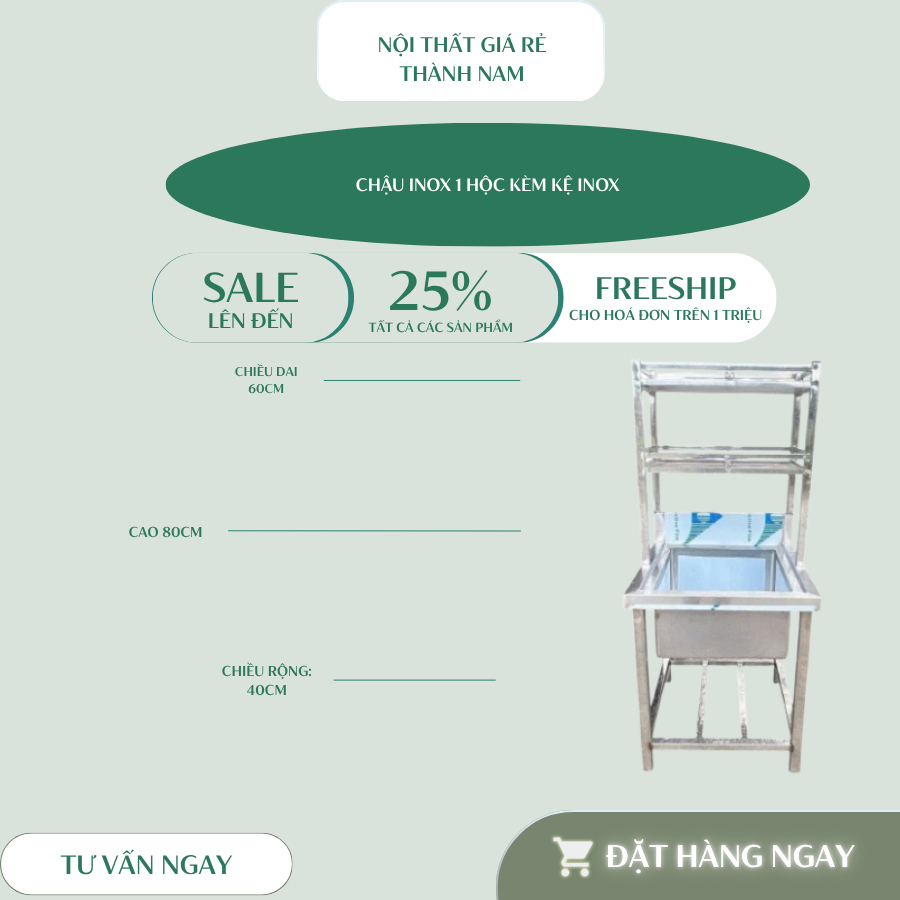 Chậu rửa inox Công Nghiệp  giá rẻ tại xưởng