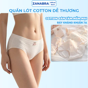 Quần lót nữ cotton họa tiết xinh xắn, Quần chíp nữ đáy kháng khẩn viền thun co giãn ZANABRA L566