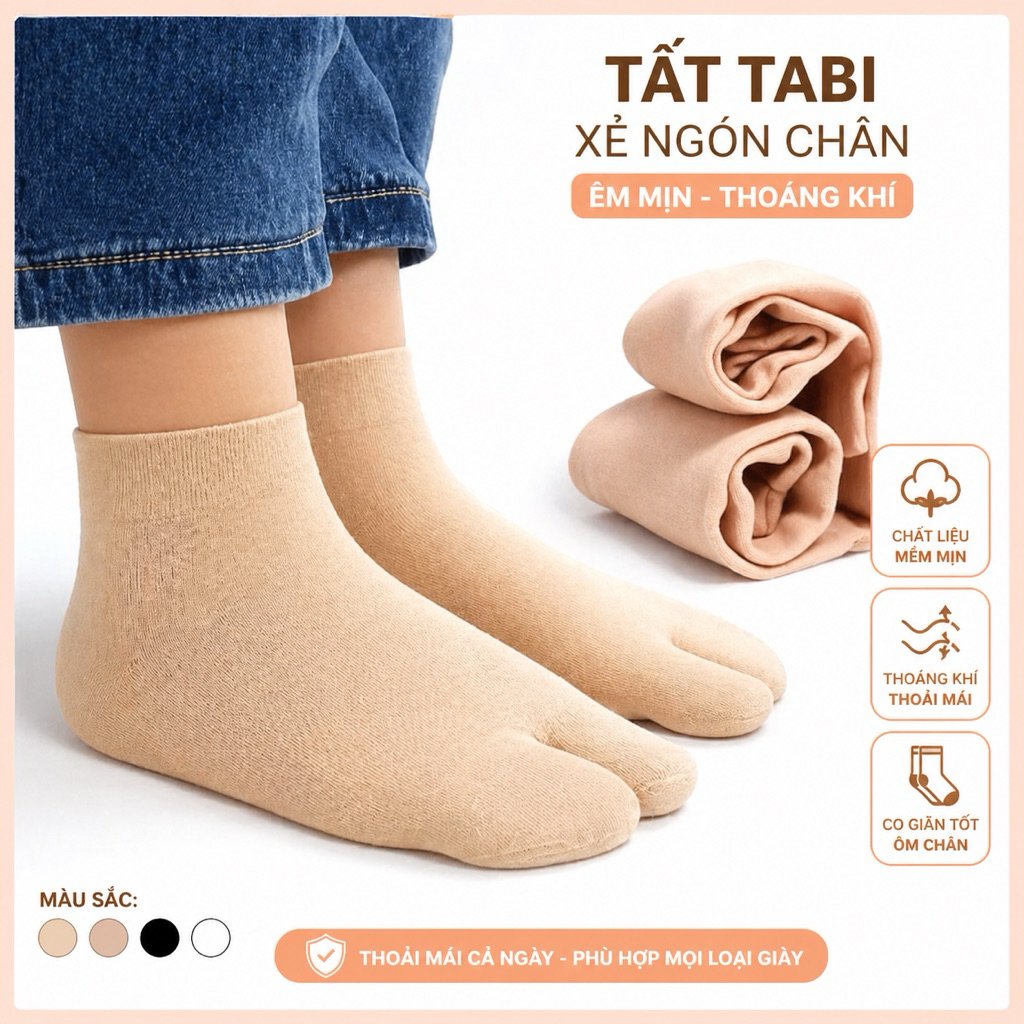 Tất Da Chân Sỏ  Ngón Chống Nắng  HP_GDCK Cotton Mềm Mịn Thoáng Khí Co Giãn 4 Chiều Freesize Nam Nữ