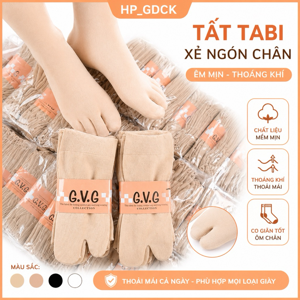 Tất Da Chân Sỏ  Ngón Chống Nắng  HP_GDCK Cotton Mềm Mịn Thoáng Khí Co Giãn 4 Chiều Freesize Nam Nữ
