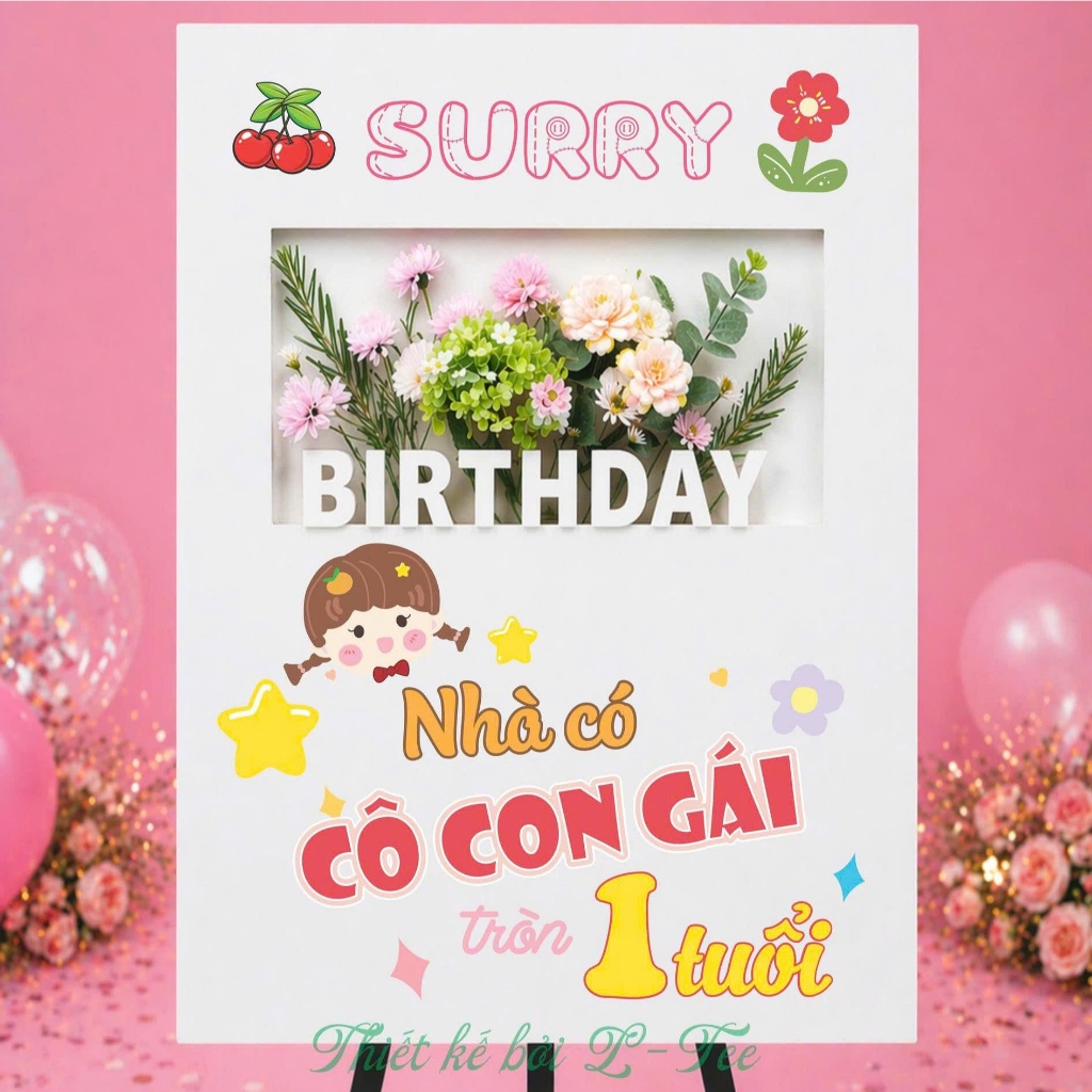 Bảng Welcome Sinh Nhật Hộp Hoa 3D Formex Cao Cấp In Tên Theo Yêu Cầu