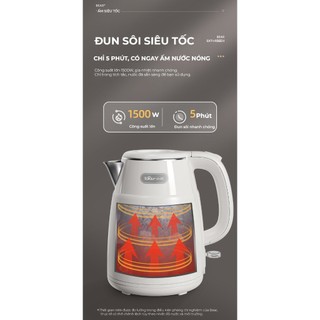 Ấm siêu tốc 1.5L Bear EKT-H156EH, Công Suất 1500W, Lòng inox 304, Tự ngắt khi sôi, Bảo Hành 18 Tháng