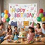 Phông Nền Happy Birthday Bằng Vải – Background Trang Trí Sinh Nhật Cho Bé Phong Cách Hàn Quốc Cute