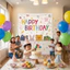 Phông Nền Happy Birthday Bằng Vải – Background Trang Trí Sinh Nhật Cho Bé Phong Cách Hàn Quốc Cute