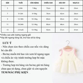 Váy bé gái không tay thời trang bé gái mùa hè Hàn Quốc thun cotton thêu nơ D1241 Bí Ngô Nhỏ