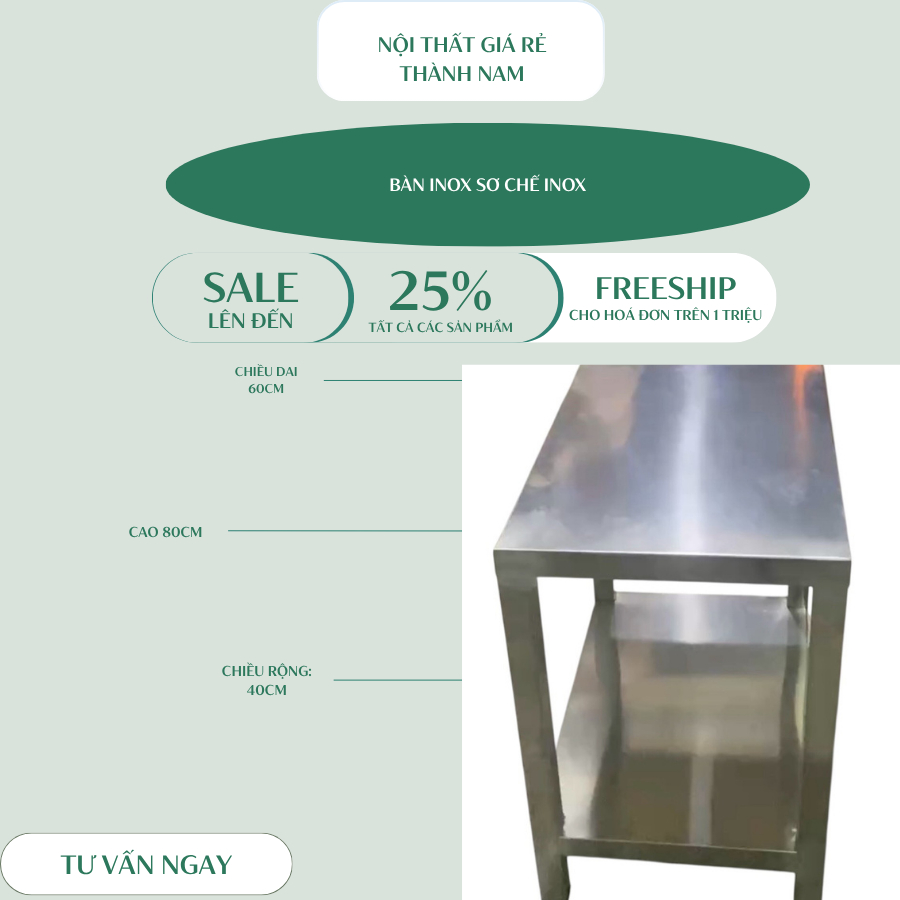 bàn inox sơ chế sản xuất tại xưởng (nhận đặt hàng theo yêu cầu)
