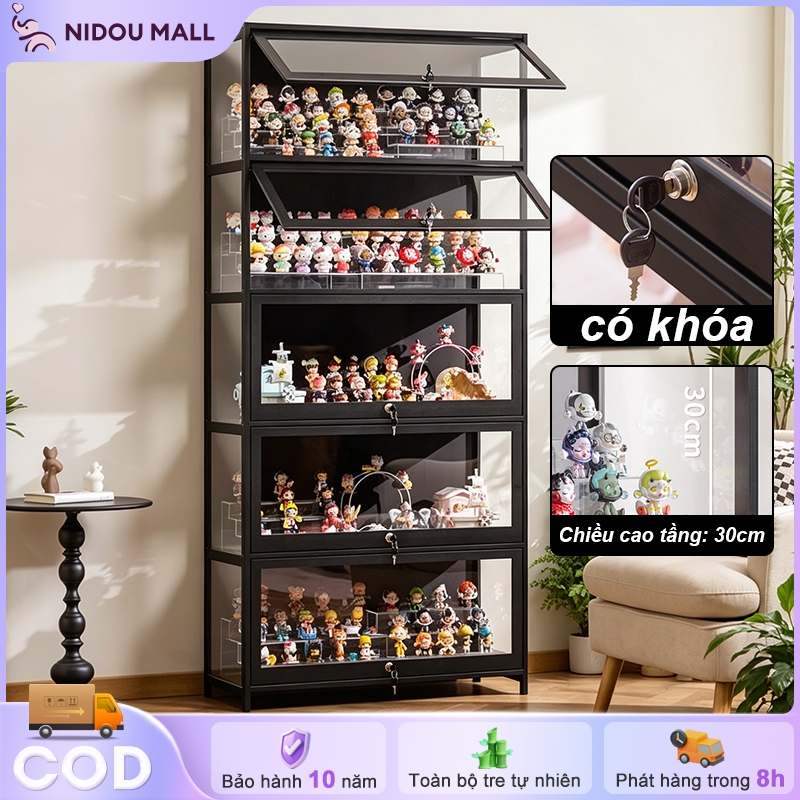 Tủ Trưng Bày Tủ Gỗ Chữ Kệ Tủ Sách Vách Ngăn Nhựa Acrylic Trong Suốt Có Khóa An Toàn Tủ Đa Năng Để