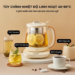 Ấm pha trà tự động giữ nhiệt bằng điện 1.5L Bear HLP-H156FJ,Bình máy thuỷ tinh,10 Chế độ,Kèm Lõi Lọc