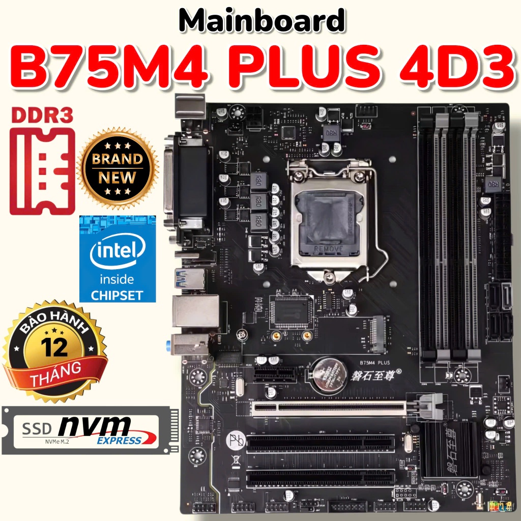 Mainboard B75M4 PLUS 4D3 - Mới 100% - Rẻ Nhất Sàn - BH 12Th - Có Khe M2 ...
