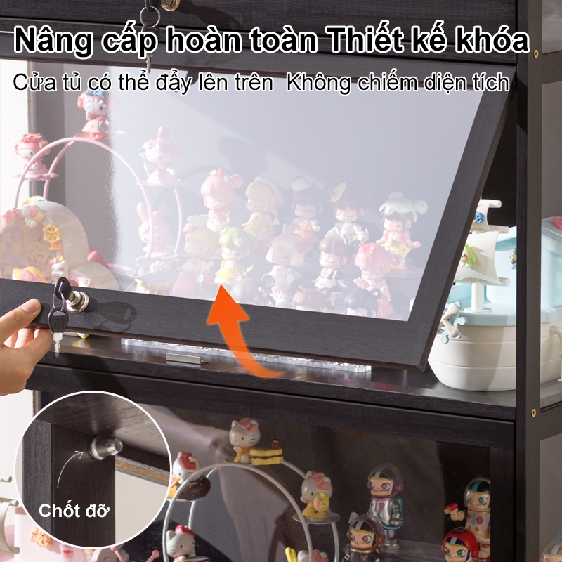 Tủ Trưng Bày Tủ Gỗ Chữ Kệ Tủ Sách Vách Ngăn Nhựa Acrylic Trong Suốt Có Khóa An Toàn Tủ Đa Năng Để