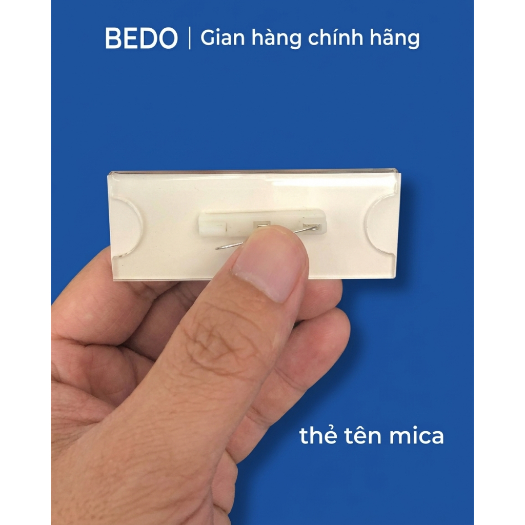 Bảng Tên Cài Áo BEDO Mica Nhựa Cao Cấp 20x60 20x70mm Ghim Cài Nhân Viên Văn Phòng Showroom