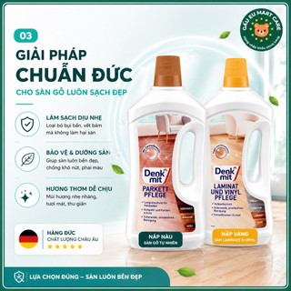 Nước lau sàn Denkmit Đức 1L – Dưỡng sàn gỗ Parkett & Laminat/Vinyl, sạch bóng, chống phồng, khô nhanh