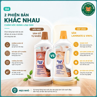 Nước lau sàn Denkmit Đức 1L – Dưỡng sàn gỗ Parkett & Laminat/Vinyl, sạch bóng, chống phồng, khô nhanh