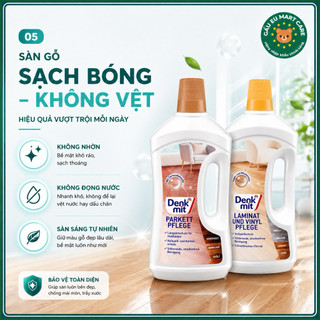 Nước lau sàn Denkmit Đức 1L – Dưỡng sàn gỗ Parkett & Laminat/Vinyl, sạch bóng, chống phồng, khô nhanh