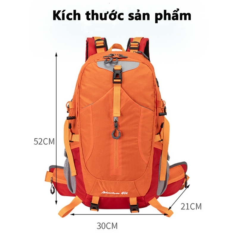 40L Balô ngoài trời chống thấm nước đa chức năng có thể đựng lều và gậy leo núi