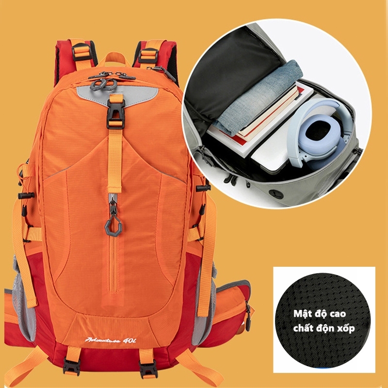 40L Balô ngoài trời chống thấm nước đa chức năng có thể đựng lều và gậy leo núi
