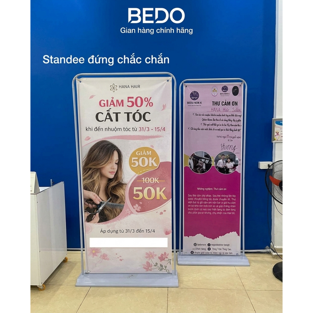 Standee Quảng Cáo BEDO 80x180cm Khung Vuông Chân Nước Đứng Vững Thay Banner Dễ Dàng Hiện Đại