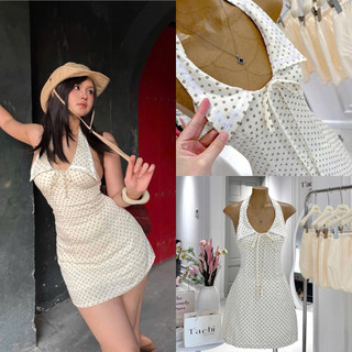 SEP House - Đầm hoa nhí cổ yếm V bẻ sát nách chiết eo ôm body tôn dáng, nữ tính, trendy - Ảnh thật fix