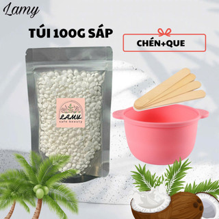 Túi 100g sáp Tặng chén+que an toàn lành tính cho mọi vùng da, wax lông nóng dễ dàng sử dụng tại nhà