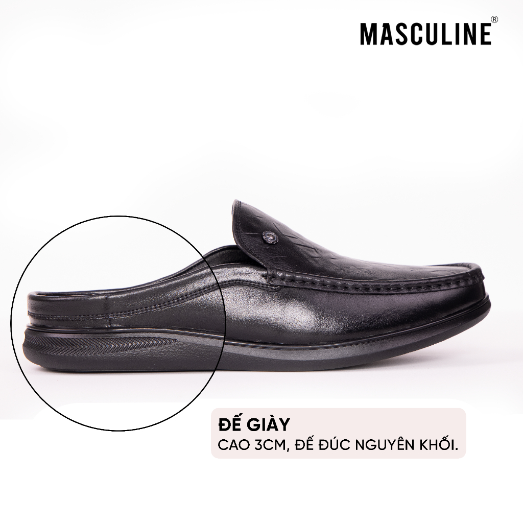 Giày Sabo nam MASCULINE GSB607 Da bò mềm đế PU êm chống trượt thiết kế trơn da Vintage đinh tán nhỏ