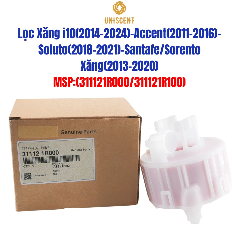 Lọc Xăng i10(14-24)-Accent(11-16)-Soluto(18-21)-Santafe/Sorento Xăng(13-20) Mã:311121R000/311121R100